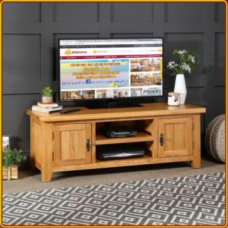 Rustic Oak : TV 120cm - Kệ Ti Vi , CD + 2 Cánh Gỗ